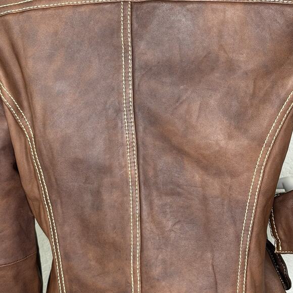 Vintage 90s Wilson’s Womens Leather Jacket Blazer Brown Pockets Western Size L - Picture 7 of 10